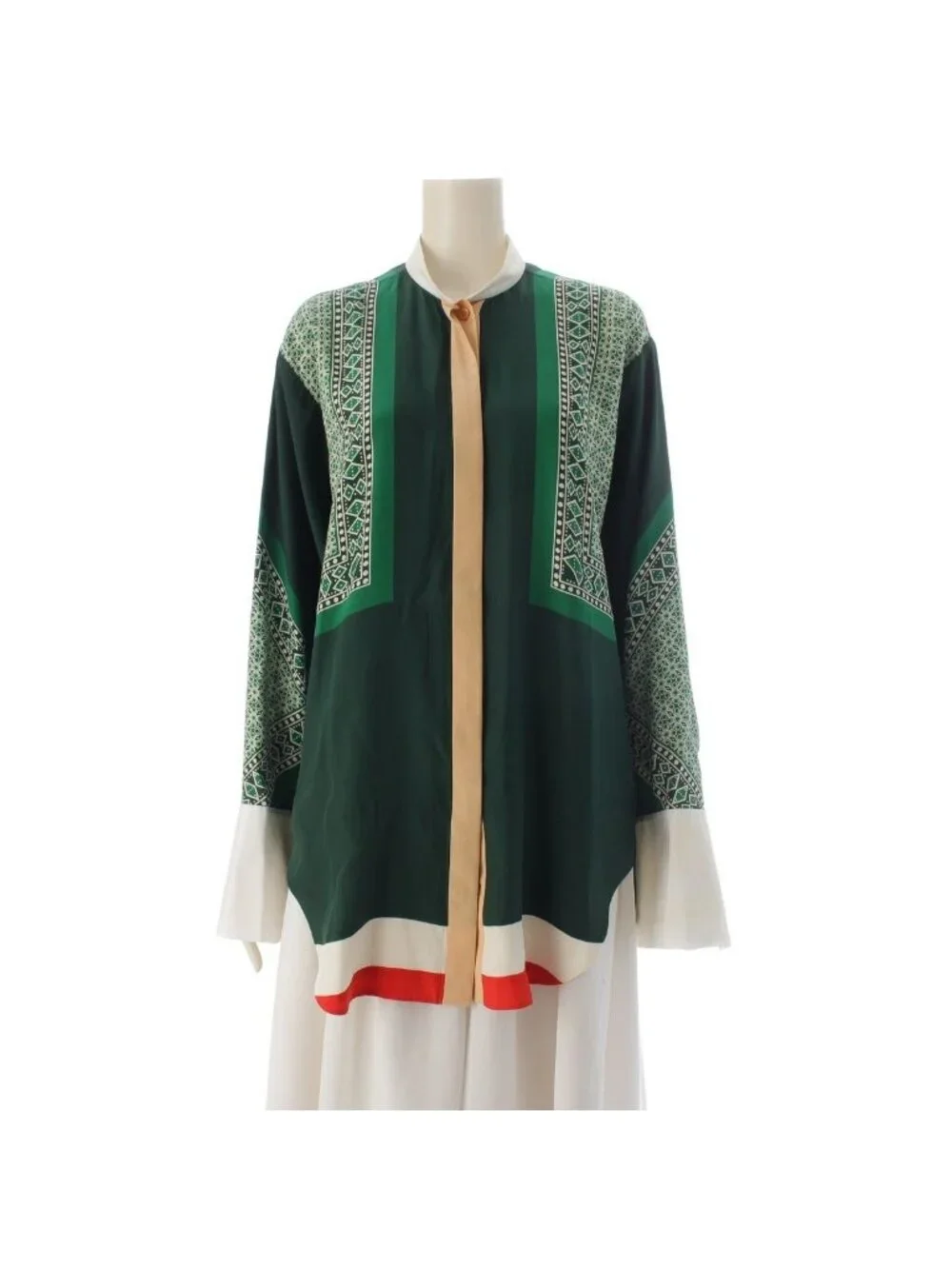 Celine Silk Phoebe Philo Runway Era All Over Pattern Dress Scarf Long Sleeve